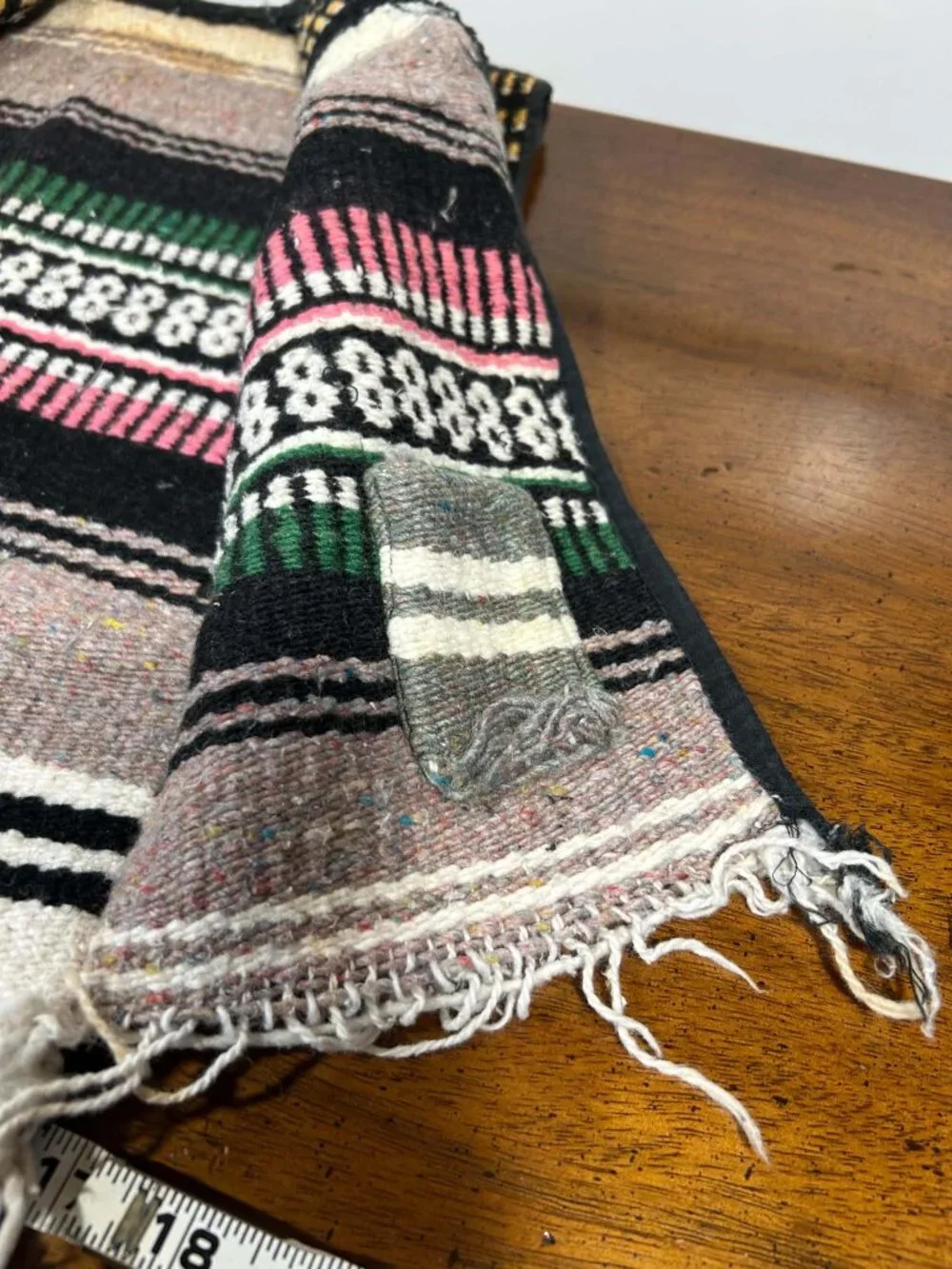 Vintage Kids Mexican Serape Blanket Vest Fringed Open Front